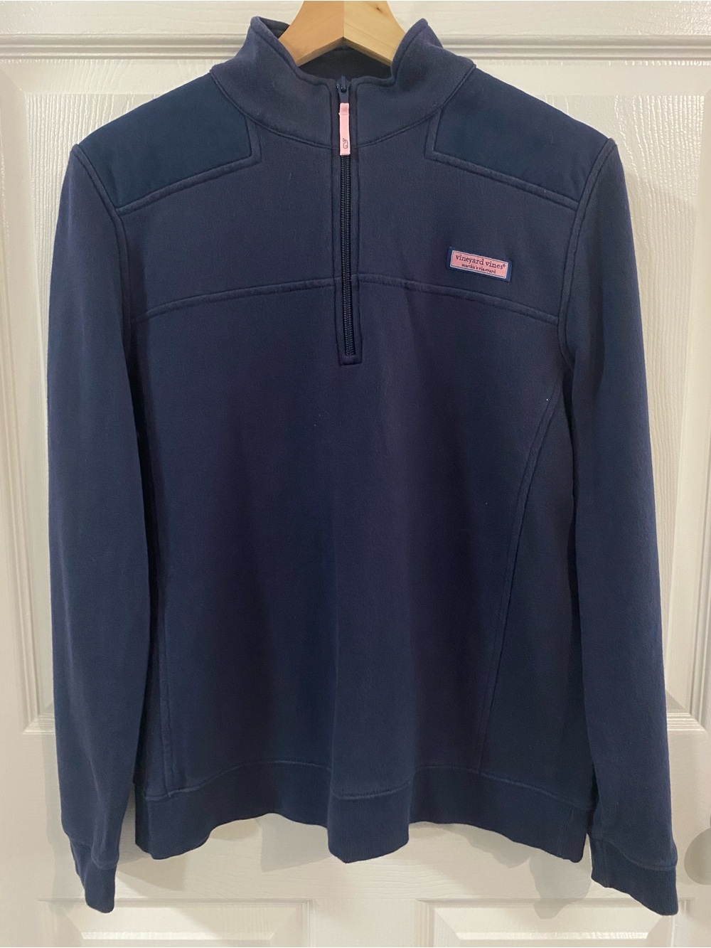 Vineyard Vines WMNS L 100% Cotton Navy Blue Quarter-Zip Pullover Classic Preppy